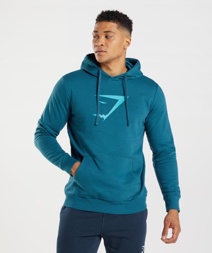 Men\'s Gymshark Sharkhead Infill Hoodie Blue | NZ 9YFULD